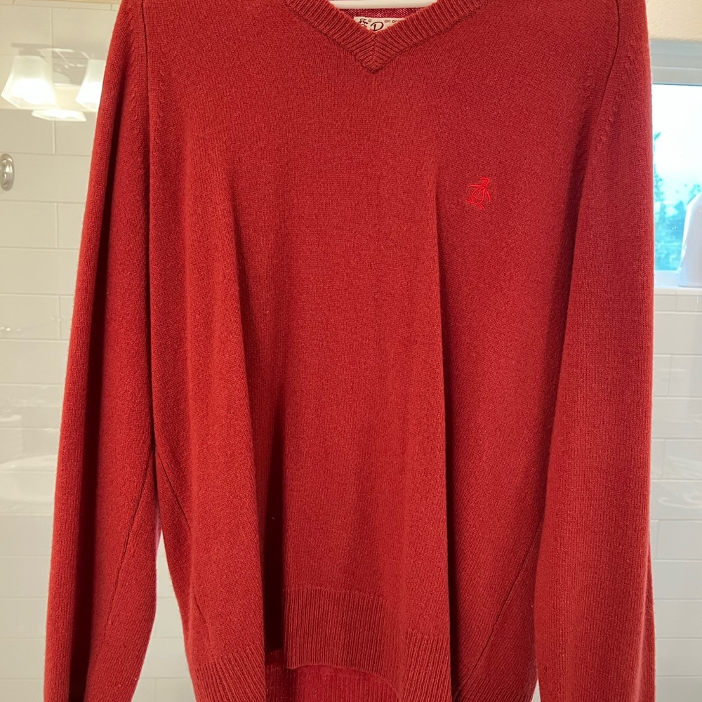 Original Penguin Red V-Neck Sweater Soft Knit
